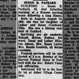 Obituary for SUSAN B. PACKARD