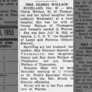 Obituary for GLORIA WALLACE